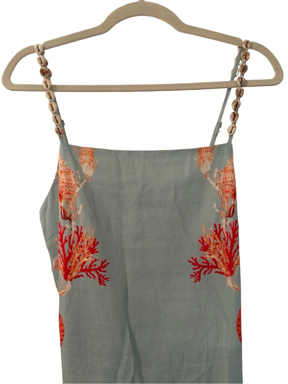 Caroline Constas Coral Shell Print Linen Maxi Dress NWT - Picture 3 of 10